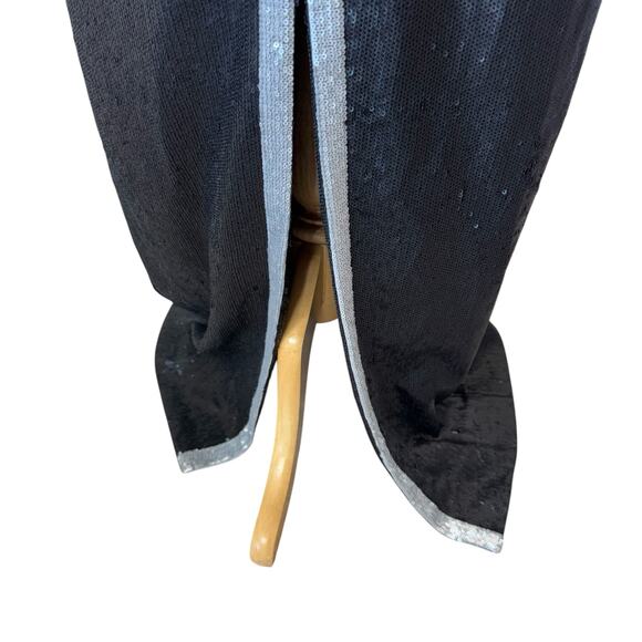 L'AGENCE Marlowe Sequined Trimmed Long Coat Black Silver Size 4 - Picture 11 of 13